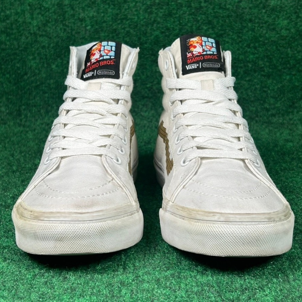 Vans x Nintendo Sk8-Hi Super Mario Bros White Gold Pixel Sneakers 721278 Men 6.5 - Picture 4 of 9